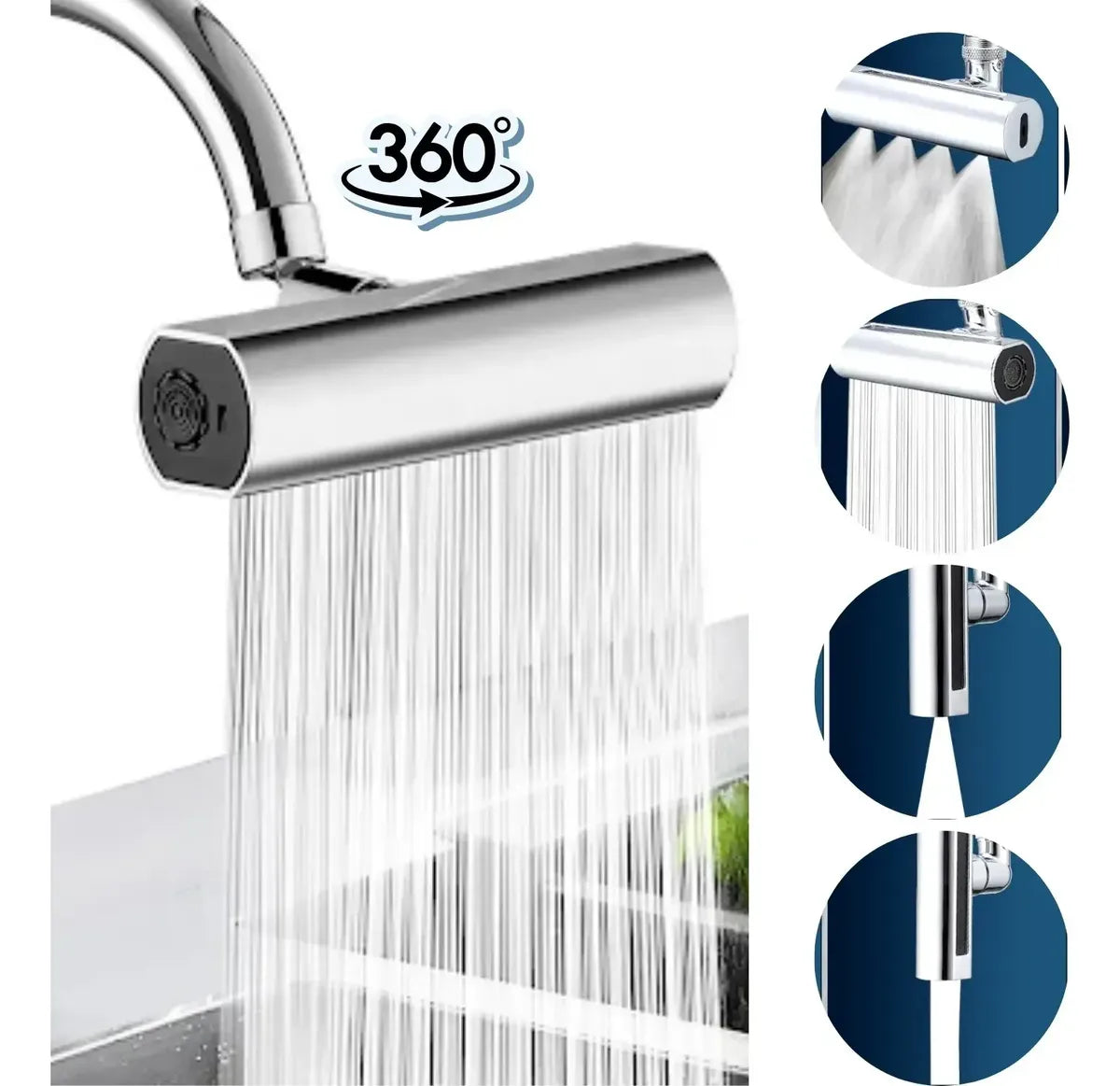Extensor de Grifo Ahorrador de Agua 360° Universal – Aumenta la Presión, Ahorra Agua y Facilita la Limpieza